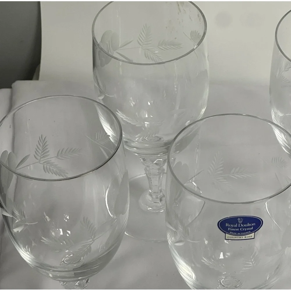 8 Iced Tea‎ Goblet Royal Doulton COUNTRY ROSE Etched Flowers 7.75